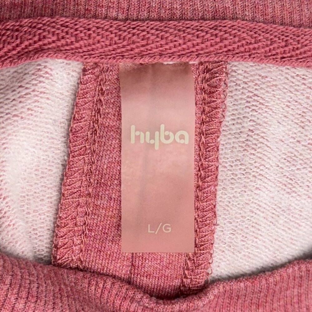 Hyba Reitmans Pink Mock Neck Sweatshirt Dress L Heathered Tunic Snap Cuff Fleece - Picture 7 of 9